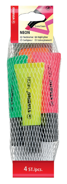 Markeerstift STABILO 72/4 neon assorti netje à 4 stuks afbeelding
