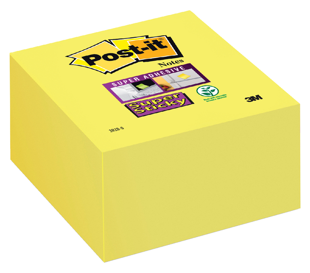 Post-it Memoblok 2028 Super Sticky 76x76mm kubus neon geel