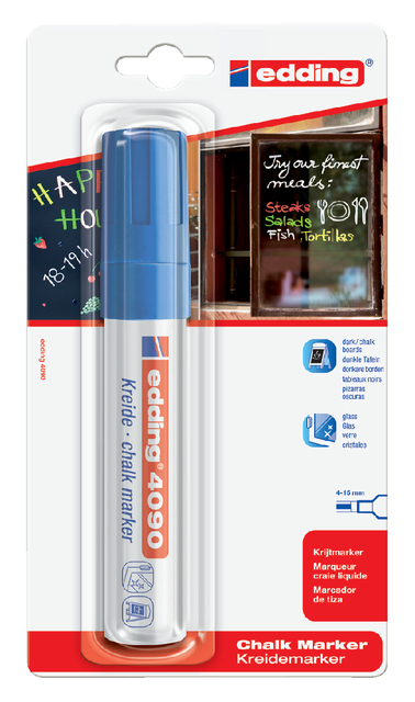 Krijtstift edding 4090 window schuin 4-15mm blauw blister à 1 stuk afbeelding