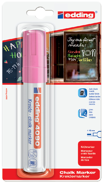 Krijtstift edding 4090 window schuin 4-15mm neon roze blister à 1 stuk afbeelding