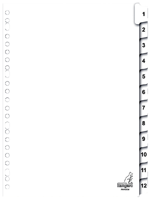 Tabbladen Kangaro 23-gaats PK412CM 1-12 genummerd karton afbeelding