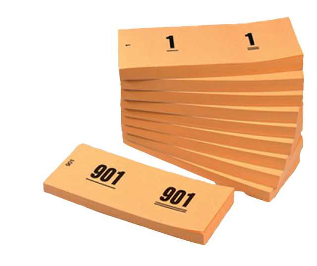 Nummerblok 42x105mm nummering 1-1000 oranje 10 stuks afbeelding