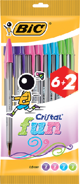 Balpen Bic Cristal Fun large assorti blister à 6+2 gratis afbeelding