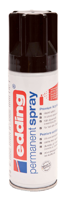Verfspuitbus edding 5200 permanent spray mat diepzwart afbeelding