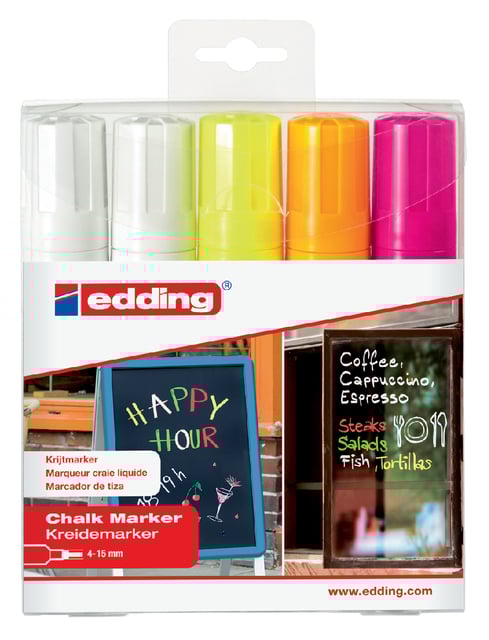 Krijtstift edding 4090 window schuin 4-15mm assorti etui à 5 stuks afbeelding