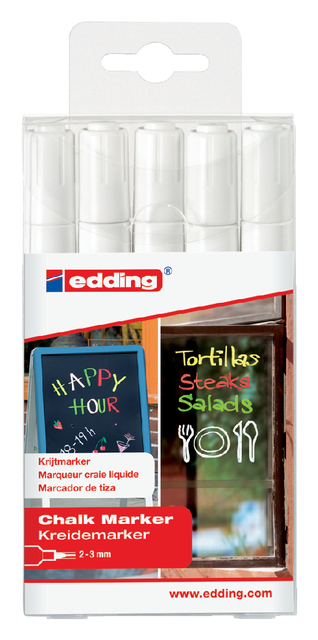 Krijtstift edding 4095 rond 2-3mm wit blister à 5 stuks afbeelding
