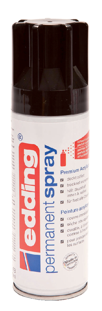 Verfspuitbus edding 5200 permanent spray glossy diepzwart afbeelding