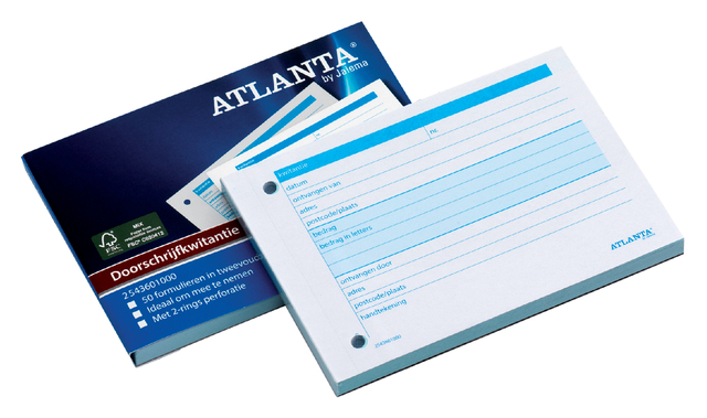 Kwitantieboekje Djois Atlanta A6 doorschrijf 50x2vel afbeelding