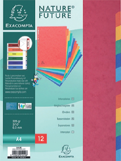 Tabbladen Exacompta 225x297mm 11-gaats 12-delig glanskarton — Foto 2 van 2