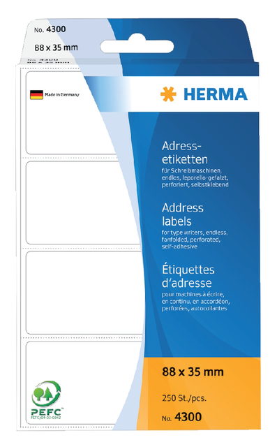 Etiket HERMA adres 4300 88x35mm 250stuks zig-zag afbeelding