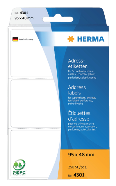 Etiket HERMA adres 4301 95x48mm 250stuks zig-zag afbeelding