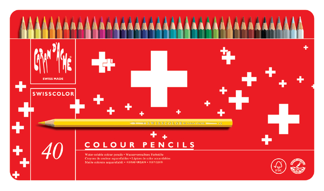 Kleurpotloden Caran d&apos;Ache Swisscolor aquarel 40 stuks assorti afbeelding