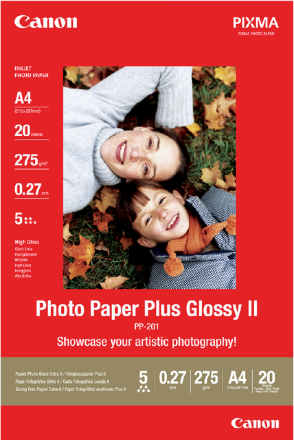 Inkjetpapier Canon PP-201 A4 260gr glans 20 vel afbeelding