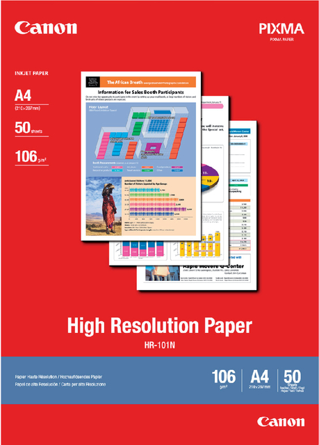 Inkjetpapier Canon HR101 A4 106gr 50 vel afbeelding