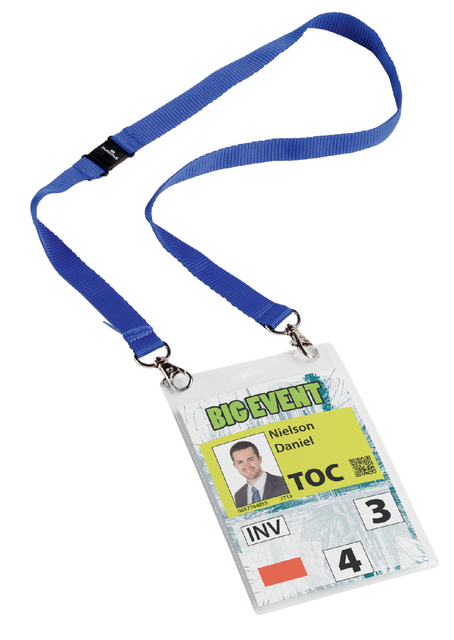 Badge Durable voor evenementen A6 met koord blauw 10 stuks afbeelding