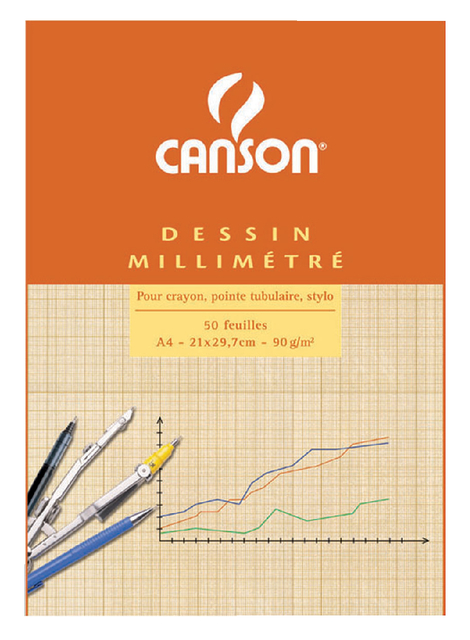 Millimeterblok Canson A4 lichtbruin 50 vel afbeelding