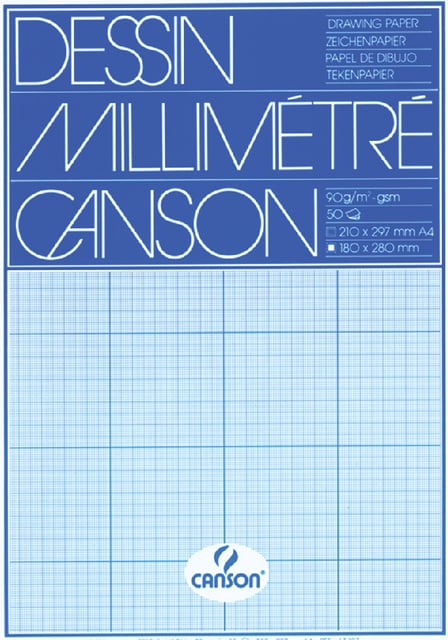 Millimeterblok Canson A4 blauw 50 vel afbeelding