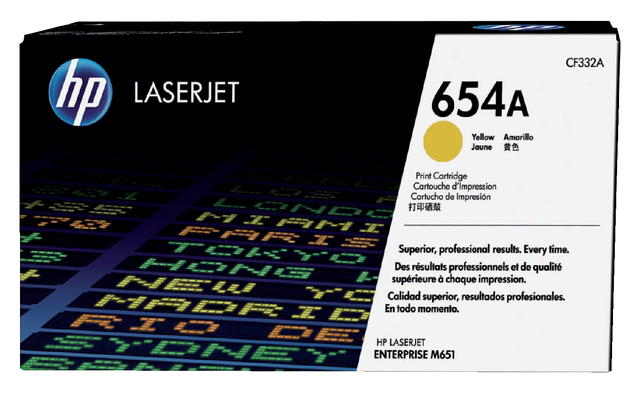 Tonercartridge HP CF332A 654A geel afbeelding