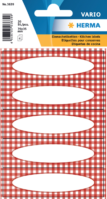 Etiket HERMA 3639 keuken ruit rood afbeelding