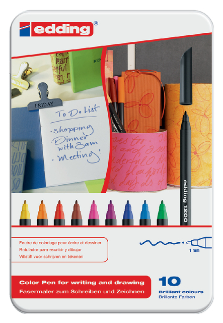 Fineliner edding 1200 fijn assorti blik à 10 stuks afbeelding