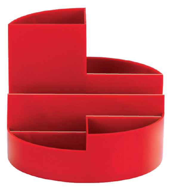 Pennenkoker MAUL roundbox 7 vakken Ø140x125mm rood afbeelding