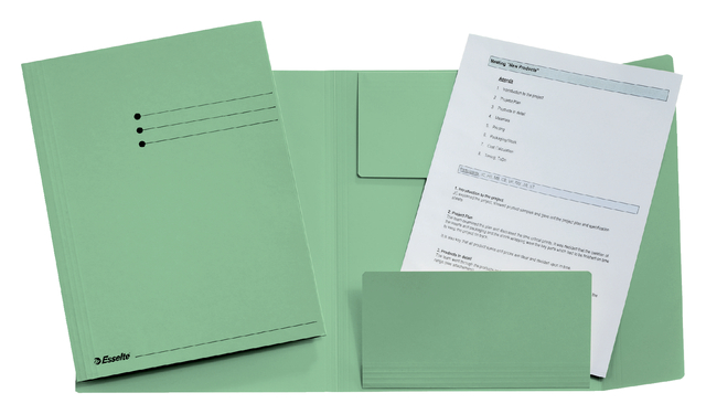 Dossiermap Esselte A4 3 kleppen manilla 275gr groen afbeelding