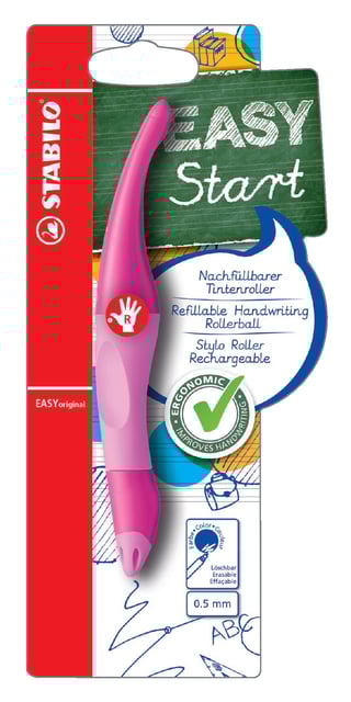 Rollerpen STABILO Easyoriginal rechtshandig roze/lichtroze blister à 1 stuk afbeelding