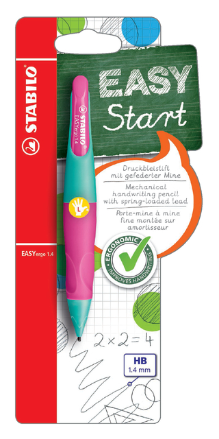 Vulpotlood STABILO Easyergo HB 1.4mm linkshandig turquose/neon roze blister à 1 stuk afbeelding