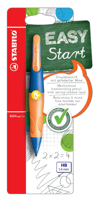 Vulpotlood STABILO Easyergo HB 1.4mm linkshandig ultramarine/neon oranje blister à 1 stuk afbeelding