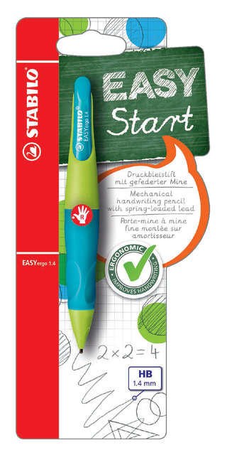 Vulpotlood STABILO Easyergo HB 1.4mm rechtshandig limoen/aquamarine blister à 1 stuk afbeelding