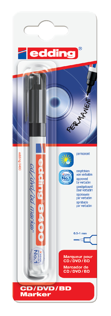 Cd marker edding 8400 rond 0.5-1.0mm zwart blister à 1 stuk afbeelding