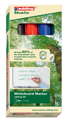Viltstift edding 28 whiteboard Ecoline rond 1.5-3mm assorti set à 4 stuks