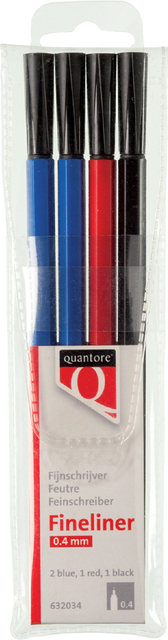 Fineliner Quantore rond 0.4mm assorti 4stuks afbeelding