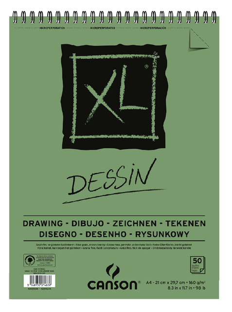 Tekenblok Canson XL Dessin A4 160gr spiraal 50 vel afbeelding