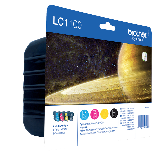 Inktcartridge Brother LC-1100VALBP zwart + 3 kleuren afbeelding