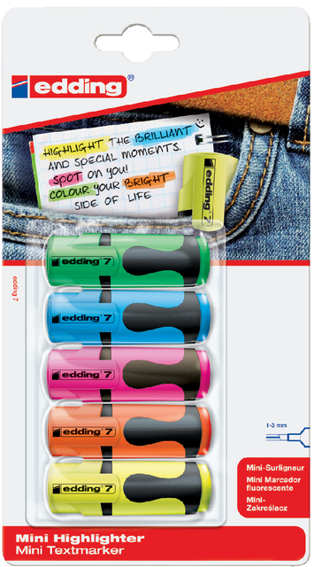 Markeerstift edding 7 mini 1-3mm assorti blister à 5 stuks afbeelding 1