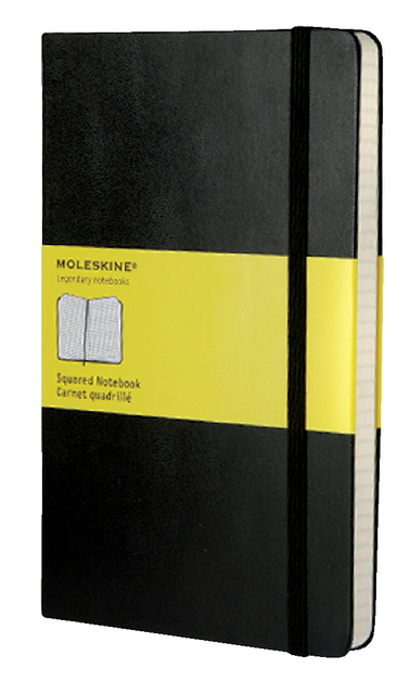 Notitieboek Moleskine large 130x210mm ruit 5x5 hard cover zwart afbeelding