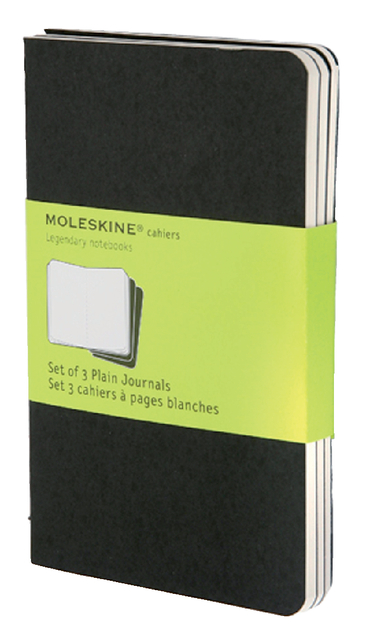 Schrift Moleskine 90x140mm blanco 240 pagina&apos;s 70gr zwart set à 3 stuks afbeelding