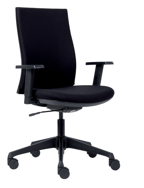 Bureaustoel Euroseats Canillo gestoffeerde rug zwart — Foto 2 van 2