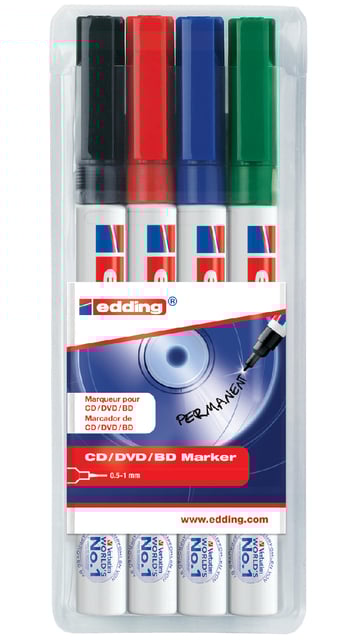 Cd marker edding 8400 rond 0.5-1.0mm assorti etui à 4 stuks afbeelding