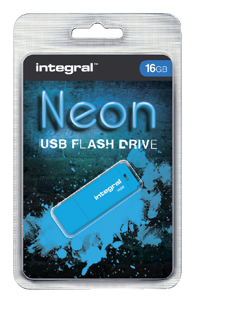 USB-stick 2.0 Integral 16GB neon blauw afbeelding