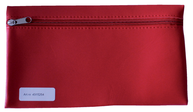 Schooletui 15x26cm met rits skai helder rood afbeelding