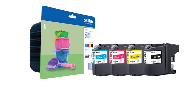 Inktcartridge Brother LC-221VALBP zwart + 3 kleuren afbeelding