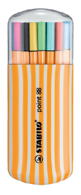 Fineliner STABILO point 88/20 fijn assorti zebra-etui à 20 stuks afbeelding