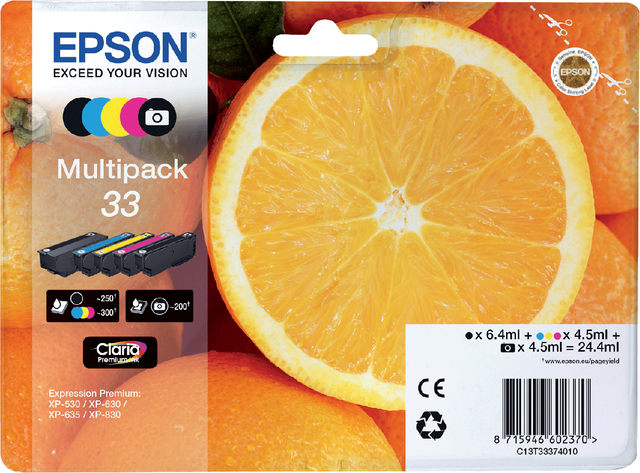 Inktcartridge Epson 33 T3337 2x zwart + 3 kleuren afbeelding