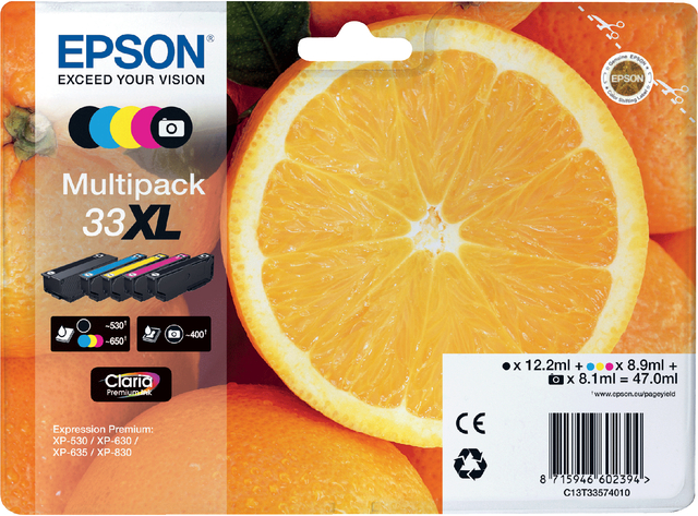 Inktcartridge Epson 33XL T3357 2x zwart + 3 kleuren afbeelding