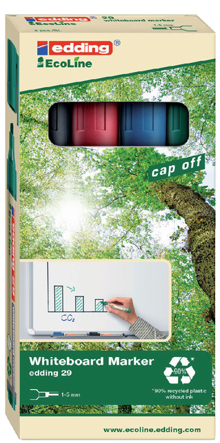 Viltstift edding 29 whiteboard Ecoline rond 1-5mm assorti set à 4 stuks afbeelding