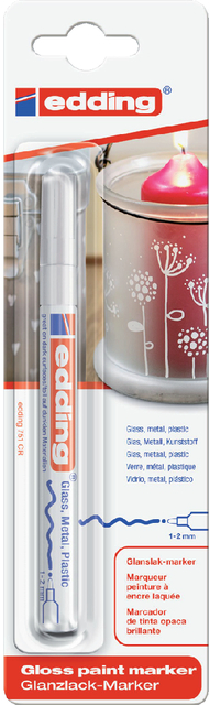 Viltstift edding 751 lakmarker rond 1-2mm wit blister à 1 stuk afbeelding
