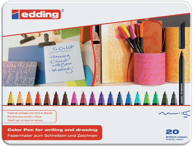 Fineliner edding 1200 fijn assorti blik à 20 stuks afbeelding