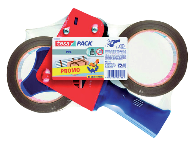 Verpakkingstape tesapack® ultra strong 66mx50mm pvc + dispenser afbeelding